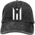 Men Women Puerto Rico Resiste Boricua Flag Se Levanta Denim Fabric Baseball Hat Adjustable Trucker Cap Black Snapback Hat. 
