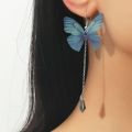2 Simple Temperament Fresh Blue Butterfly Shape Crystal Tassel Pendant Earrings Ms. Fashion Items Holiday Travel Leisure Ball. 