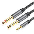 3.5 to Double 6.35 Jack Cable Aux Male to 6.5mm Mono 3.5mm TRS to Dual 6.35mm Y-Splitter Adapter Audio Cable for Mixer Amplifier. 