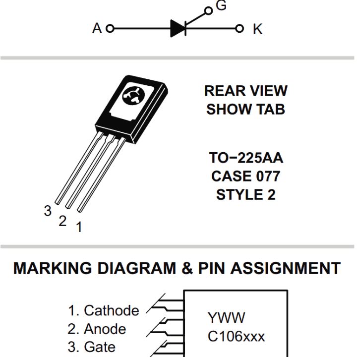 5%20PCS%20OF%20MCR106%20C106D1%20C106MG%20C106DG%204A%20400V%200.5W%20TO-225AA%20Thyristor%20SCR%20Silicon%20Control%20Rectifier%203%20Pin%20Leads%20Transistor%C2%A0%20-%20Image%205