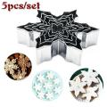 5Pcs/Set Metal Snowflake Shape Christmas Cookie Cutter Chocolate Soap Mold Baking Tools Kitchen Bakeware Fondant Cake Stencils. 