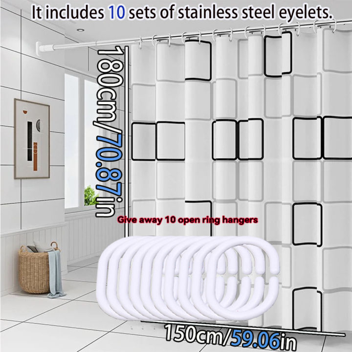 Simple%20style%20black%20and%20white%20large%20square%20bathroom%20shower%20curtain%20light%20opaque%20bathing%20more%20comfortable%20dry%20and%20wet%20separation%20-%20Image%204