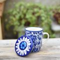 Mug|Mug with Lid|Handmade And Handpainted|Multani Blue Pottery|Coffee Mug. 