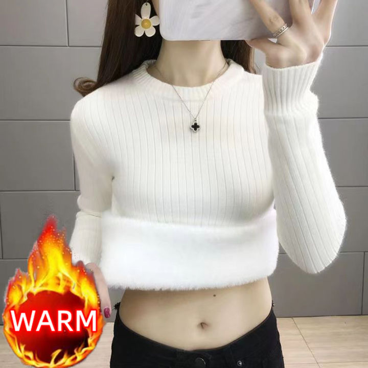 Turtleneck%20Winter%20Sweater%20Women%20Elegant%20Thicken%20Velvet%20Lined%20Warm%20Sueter%20Fleece%20Knitted%20Pullover%20Slim%20Top%20Jersey%20Knitwear%20Jumper%20-%20Image%203
