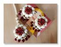 Handmade Artificial flower earrings with teeka set, customized jewellery. 