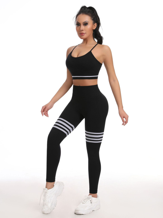Women's%20High-Waisted%20Butt-Lifting%20Yoga%20Pants,%20Striped%20Seamless%20Fitness%20Leggings,%20Tummy%20Control%20Workout%20Pants%20-%20Image%203