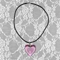 Gothic Wine Red Glass Crystal Big Heart Necklace Y2K Grunge Punk Puffy Heart Cord Rope Chain Pendant Necklace Women Girls Gift. 