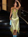kliou Point Print Irregularly Maxi Dress Women Cross Halter Bandage Hollow Backless Fashion Vestidos Female Evening Party Wear.