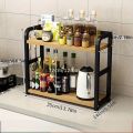 1pc 2-Tier Metal Countertop Shelf - Space Saving Organizer for Coffee, Mugs & Condiments, Rustproof Kitchen Rack. 