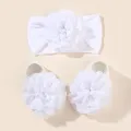 Flower Baby Headband and Socks Set Newborn Girl Soft Nylon Hairband Elastic Floral Turban Short Sock Infant Headwear set. 