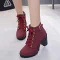 2024 New Spring Winter Women Pumps Boots High Quality Lace-up European Ladies Shoes PU High Heels Boots Fast Delivery. 