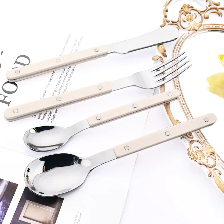 Beige%20Silver%204/16Pcs%20Dinnerware%20Acrylic%20Handle%20Knife%20Fork%20Spoon%20Set%20Stainless%20Steels%20Cutlery%20Set%20Western%20Dinner%20Kitchen%20Flatware%20-%20Image%202