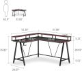 L-Shaped Desk with Shelf, 57 x 51 Inch Corner Computer Gaming Desk with Monitor Stand for Home Office and Gamer, Large PC Laptop Study Writing Table Workstation. 