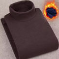 Winter Mens High Quality Half Turtleneck Velvet Top Long Sleeve Solid Color Men Clothing Double-sided Velvet Thermal Underwer.