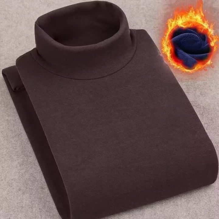 Winter%20Mens%20High%20Quality%20Half%20Turtleneck%20Velvet%20Top%20Long%20Sleeve%20Solid%20Color%20Men%20Clothing%20Double-sided%20Velvet%20Thermal%20Underwer%20-%20Image%202