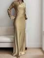 Women's Bespoke Satin Maxi Dress with Corset Waist Tie Classic Round Neck & Dramatic Flared Sleeves Luxury Evening Dress.