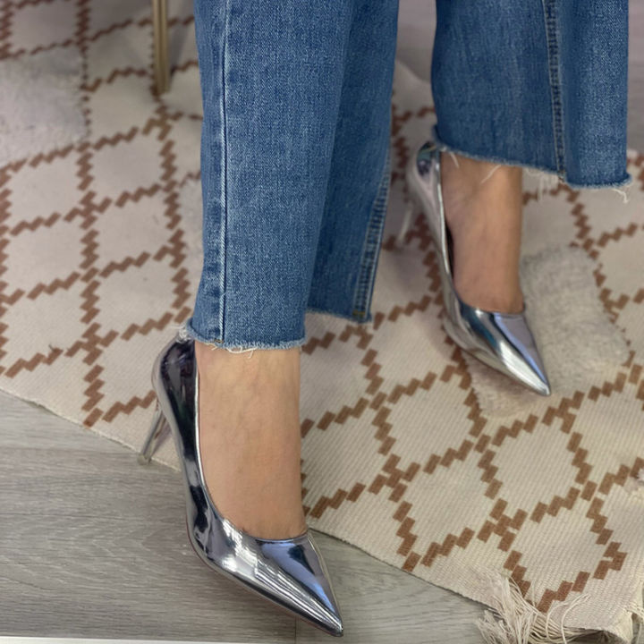 Women%20Patent%20Leather%20Pumps%207.5cm%2010.5cm%20High%20Heels%20Lady%20Stiletto%20Low%20Heels%20Wedding%20Bridal%20Mteallic%20Silver%20Gold%20Sparkly%20Shoes%20-%20Image%203