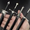 18-22cm Lord of F Rings Medieval Weapon Glamdring Aragorn Narthil Sword Metal Katana Samurai Sword Keychain Ornaments Gifts Toy. 