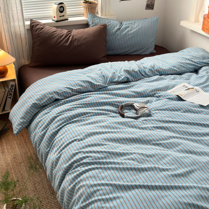 Soft%20Washed%20Cotton%20Bedding%20Set%20Blue%20Brown%20Stripe%20Duvet%20Cover%20Set%20With%202%20Pillowcases%20For%20Daily%20Bedroom%20Decor%20Twin%20Queen%20No%20Sheet%20-%20Image%202