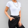 Casual Basic Black White Bodysuit Women Summer Short Sleeve Woman Body Top Cotton Bodycon Jumpsuit Romper Ladies 2020. 