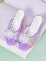 Girl Princess Crystal Slippers High Heels Children's Furniture Slippers. 