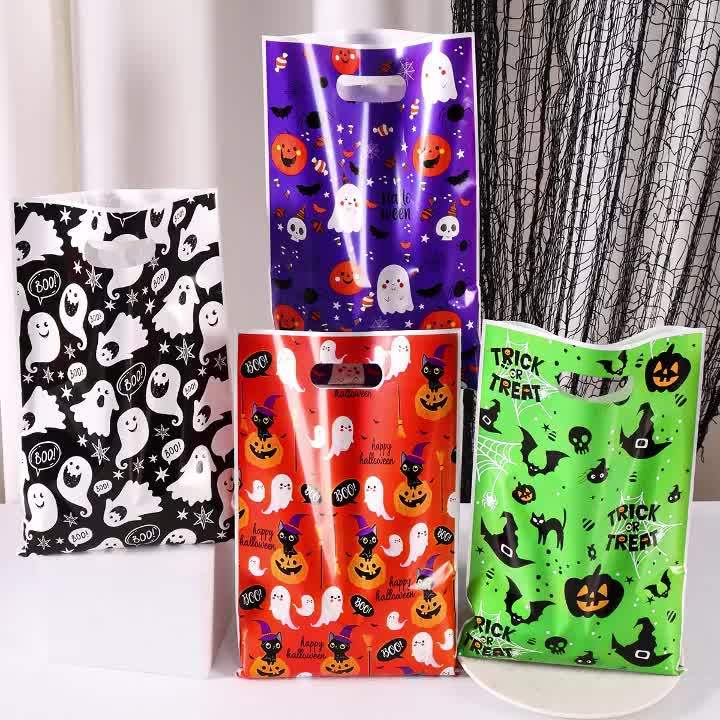 10/20/50pcs Scary Halloween Candy Bags Pumpkin Ghost Goodies Cookies  Packing Bags Trick Or Treat Bags Halloween Decorations
