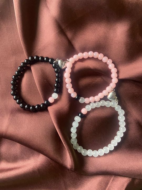 Friendship magnet bracelet for trio trio magnet bracelets bracelet for a group of three besties best friends bracelet