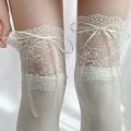 New Thigh High Socks Knit Lace Bowknot Autumn and Winter Thick Leg Warmers Stockings White Black Lolita Cute Over the Knee Socks.
