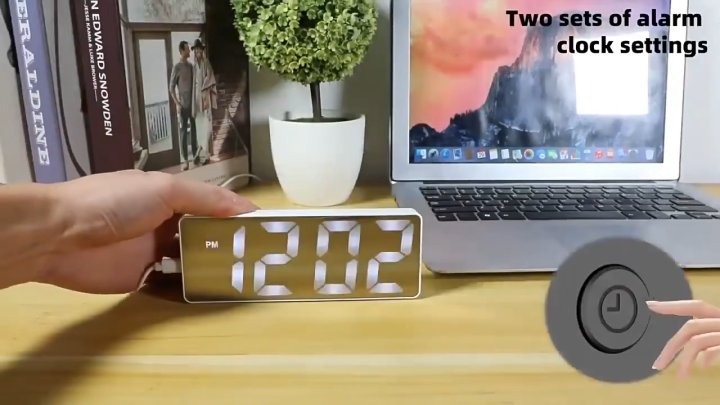 New Latest Digital Clock LED Alarm Clock Bedroom Electronic Desktop Clock With Temperature Display Adjustable Brightness 12/24 Hours D Shop
