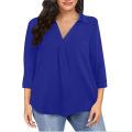 Women's 1XL-5XL Plus Size Chiffon women's pullover oversized loose V-neck shirt top plus size women clothing.