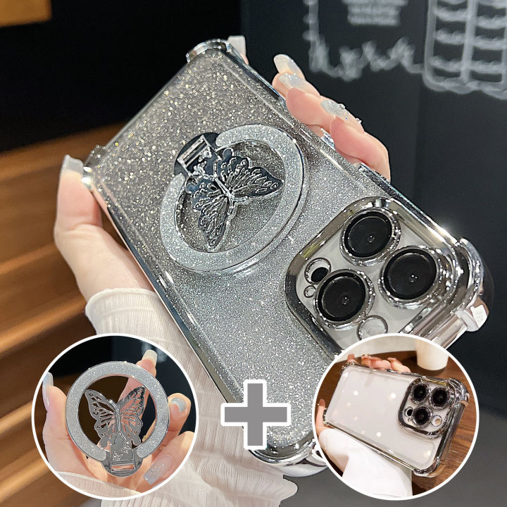 Luxury%20Butterfly%20Glitter%20Holder%20With%20Lens%20Film%20Phone%20Case%20For%20iPhone%2011%2012%2013%2014%2015%2016%2017%20Pro%20Max%20Plus%20Four%20Corner%20Anti%20Fall%20-%20Image%204