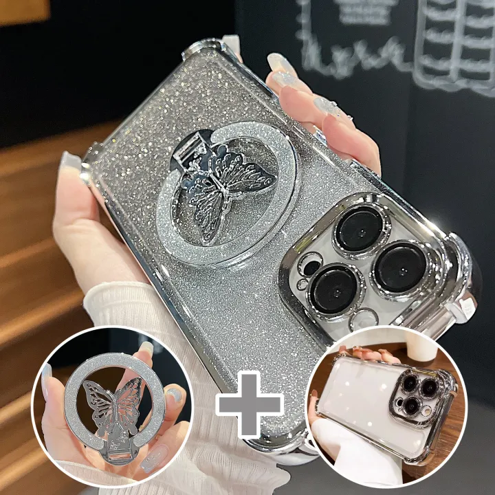 Luxury%20Butterfly%20Glitter%20Holder%20With%20Lens%20Film%20Phone%20Case%20For%20iPhone%2011%2012%2013%2014%2015%2016%2017%20Pro%20Max%20Plus%20Four%20Corner%20Anti%20Fall%20-%20Image%204