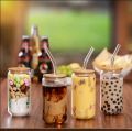 1PC Plain Glass Can With Bamboo Lid & Sip 61-2. 