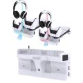 PGTECH GP-533 RGB Horizontal Console Bracket with Dual Gamepad Charging Port Built-in Dual Cooling Fan for PS5 Slim Host - White. 