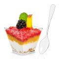 50pcs Plastic Dessert Cup Kitchen Decor Square Mini Dessert Cups with Spoon Set Reusable Accessories for Jelly Mousse Ice Cream. 