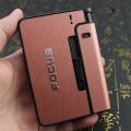 Focus cigarette case dispencer with refillable lighter available in 4 colours. 