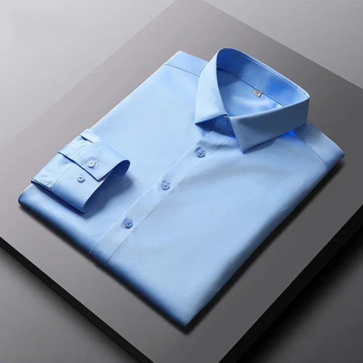 Men's%20Casual%20and%20Fashionable%20Long%20Sleeved%20Solid%20Color%20Shirt%20Non%20Ironing%20and%20Wrinkle%20Resistant%20Business%20Top%20-%20Image%203