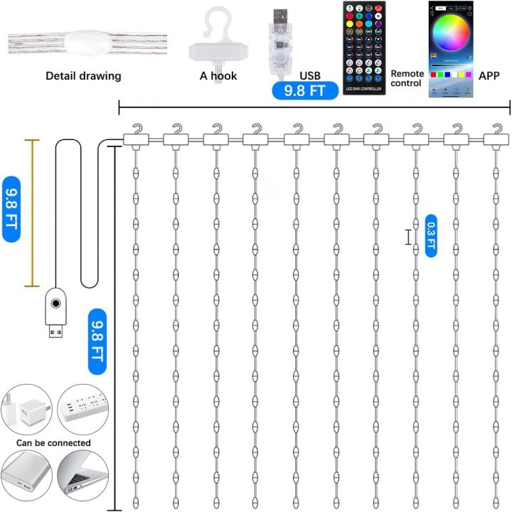 Smart%20LED%20Curtain%20Lights,%203mx3m%20300Leds%20USB%20String%20Lights%20with%20Bluetooth%20App%20Timer%20,Music%20Sync%20Christmas%20Curtain%20String%20Outdoor%20-%20Image%204