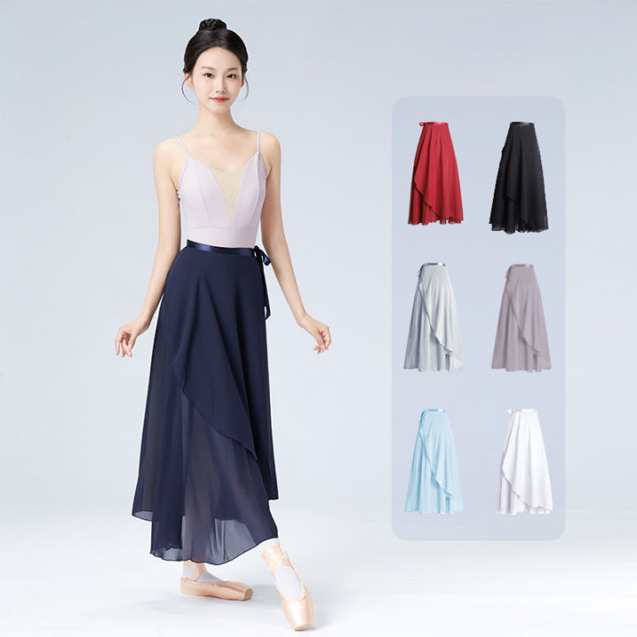 Women%20Long%20Chiffon%20Ballet%20Skirt%20Black%20Dance%20Wrap%20Skirts%20with%20Adjustable%20Tie%20Semi-sheer%20-%20Image%202
