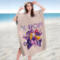 1PC Girl Group Hooded Bath Robe for Kids & Adults, Microfiber Quick Dry Beach Towel, Anime Cartoon Print for Pool Bath.