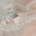 10PCS-2PCS. Silver White Beaded Lace Mirror Flowers.Flower Leaves Embroidery Wedding Dress Headdress.DIY Sewing Supplies Patch. 