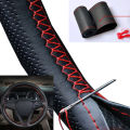 Car Steering Wheel Cover Needles And Braid Thread Artificial Leather Car Covers Suite 3 Color DIY Texture Soft Auto Accessories. 