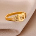 Fashion Hollow Initial Letter Heart Rings For Women Gold Color Stainless Steel A-Z Letter Ring Aesthetic Wedding Jewelry . 