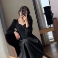 Long Puff Sleeve Solid Elegant Dress Women Clothing Wedding Guest New Year Women Fashion High Waist Slim Evening Party Dresses. 