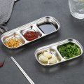 Stainless Steel Sauce Dish Spice Plates Gravy Boats Appetizer Serving Tray Rectangle Divided Oil Spice Dipping Tray Small Dish. 