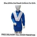 Blue & White Government School Uniform Shalwar Kameez Uniform For Girl - High Quality Uniform - Free Delivery Pakistan. 