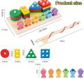 Montessori Wooden toy 2 in 1 fishing column Sorting game. 