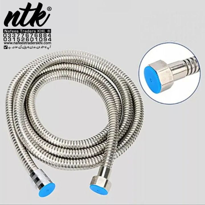 Muslim Shower Chain Pipe 1 & 1.25 Meter Hand shower Toilet Shower hose bath chain Connection pipe for kitchen, washroom, toilet, CP shattaf braided hose flexible rubber hose plumbing hose AHS BRAVO bathroom chrome Stainless Steel Double Clutch