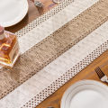 Boho Table Runner for Home Decor Macrame Cream & Brown Farmhouse Table Runner with Tassels for Bohemian Dining Bedroom Decor. 