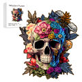 Skull Wooden Jigsaw Puzzles Art, Unique Animal Shaped Pieces Stress Relieve Toys, DIY Leisure Game for Family, Home Decor. 